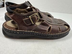 Earth Shoe Men's Bjork II Brown Leather Fisherman Sandals Buckle Cushioned 10.5